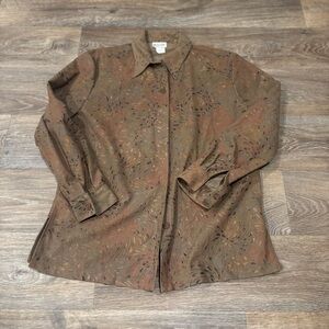 Vtg Western Connection Abstract Print Textured Button-Down Blouse Retro 90s - M